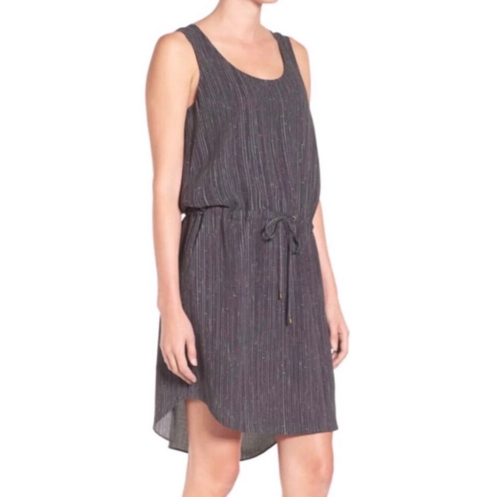 Eileen Fisher Shima Silk Dress Gray Print Medium Casual Minimalist Resort - Picture 10 of 10